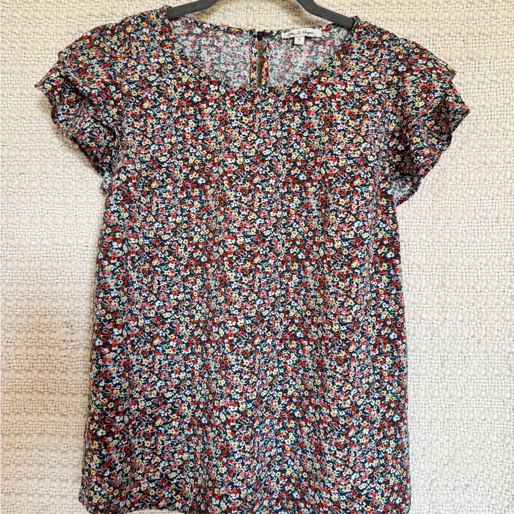 Rose & Rhyme Floral Women's Blouse Multicolor EUC Size S